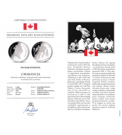 Canada, Elizabeth II (1952-2022). 1 Dollar 1993, 100th anniversary of the Stanley Cup
