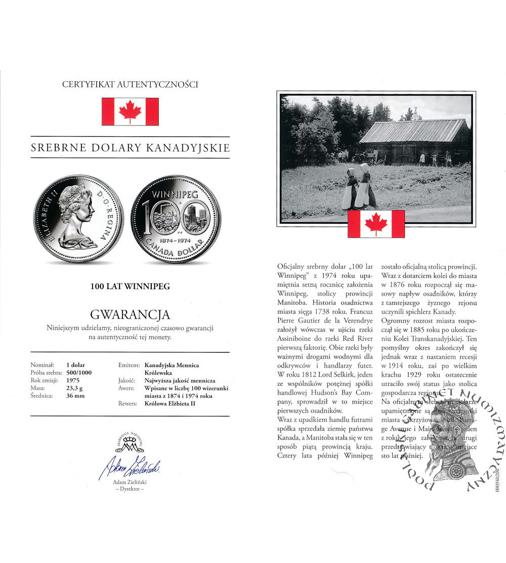 Canada, Elizabeth II (1952-2022). 1 Dollar 1974, 100th anniversary of the City of Winnipeg
