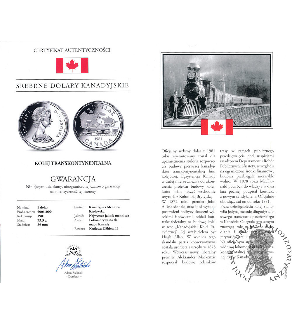 Canada, Elizabeth II (1952-2022). 1 Dollar 1981, 100th anniversary of the Trans-Canada Railway