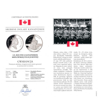 Canada, Elizabeth II (1952-2022). 1 Dollar 1998, 125th anniversary of the Royal Canadian Mounted Police