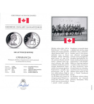 Canada, Elizabeth II (1952-2022). 1 Dollar 1973, 100th Anniversary of the Royal Canadian Mounted Police