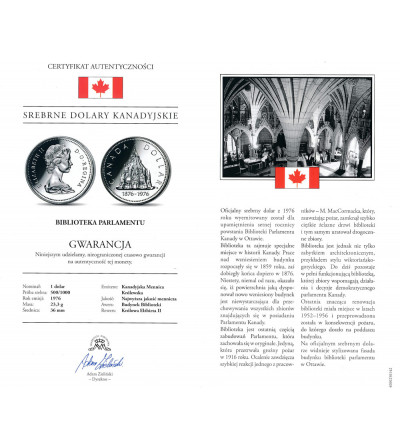 Canada, Elizabeth II (1952-2022). 1 Dollar 1976, 100th anniversary of the Parliamentary Library in Ottawa