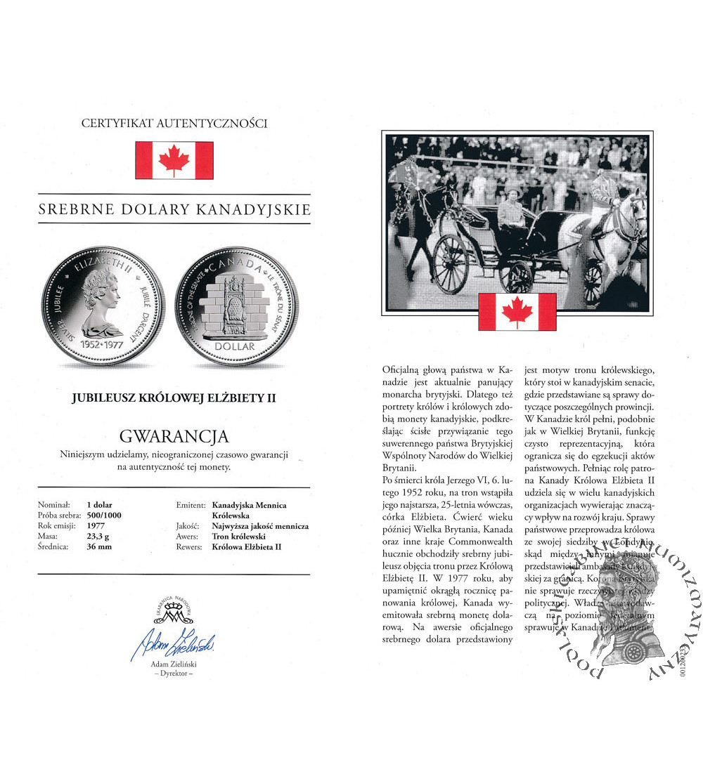 Canada, Elizabeth II (1952-2022). 1 Dollar 1977, 25th Anniversary of the Coronation of Elizabeth II