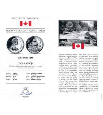 Canada, Elizabeth II (1952-2022). 1 Dollar 1979, 300th anniversary of the voyage of the sailing ship Le Griffon