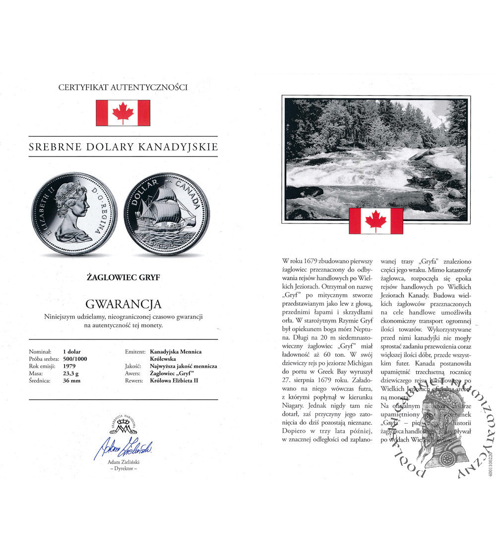 Canada, Elizabeth II (1952-2022). 1 Dollar 1979, 300th anniversary of the voyage of the sailing ship Le Griffon
