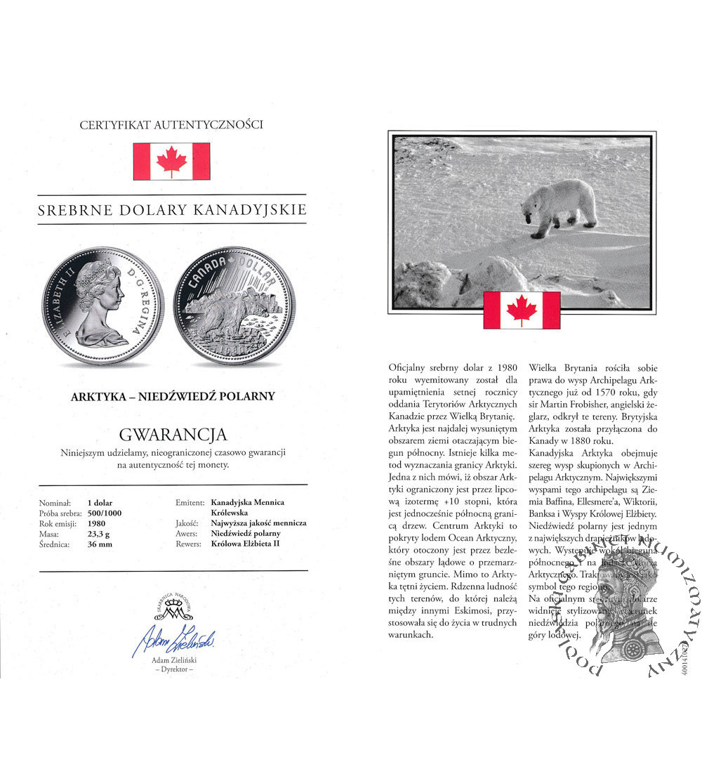 Kanada, Elżbieta II (1952-2022). 1 dolar 1980, 100 rocznica powstania Terytoriów Arktycznych