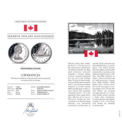 Canada, Elizabeth II (1952-2022). 1 Dollar 1972, Indian Canoe, Collection: “Canadian Silver Dollars”