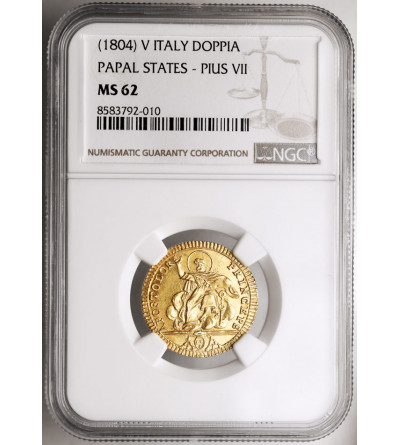 Państwo Kościelne / Watykan. Pius VII, 1800-1823. Złota Doppia, AN V (1804/5), mennica Rzym - NGC MS 62