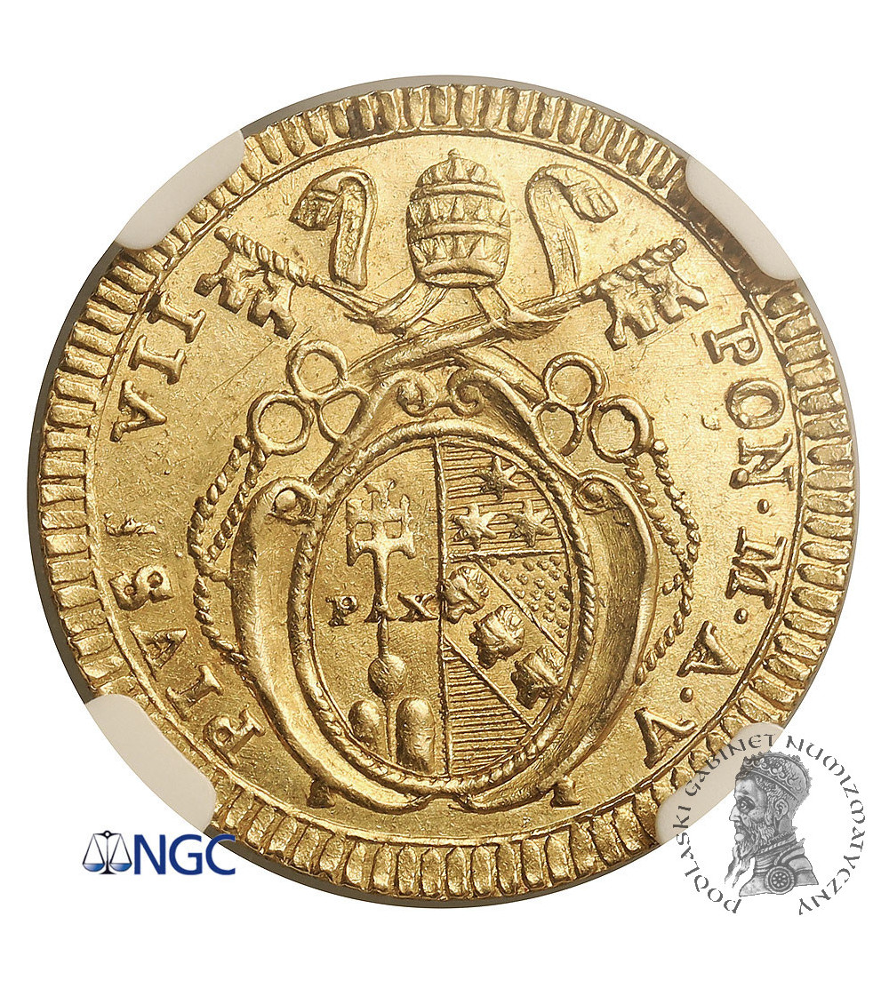 Papal States / Vatican. Pius VII, 1800-1823. Gold Doppia, AN V (1804/5), Rome mint - NGC MS 62