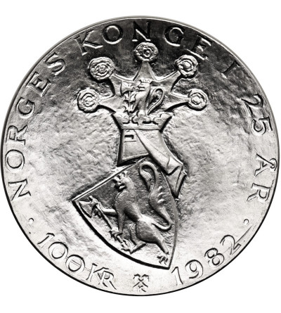 Norway, Olaf V (1957-1991). 100 Kroner 1982 commemorating the 25th anniversary of the reign of King Olaf V