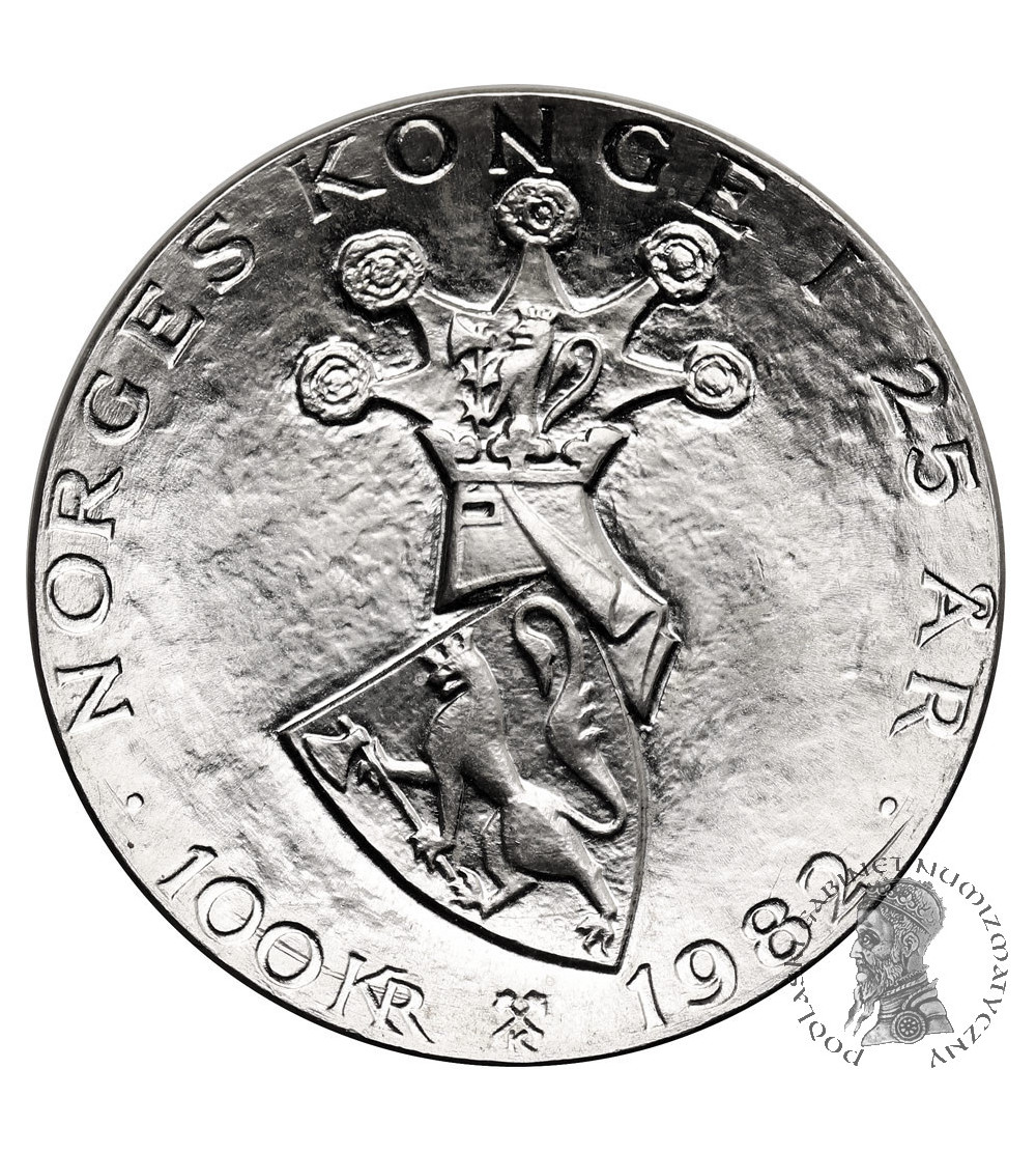 Norwegia, Olaf V (1957-1991). 100 koron 1982 upamiętniające 25 rocznicę panowania króla Olafa V