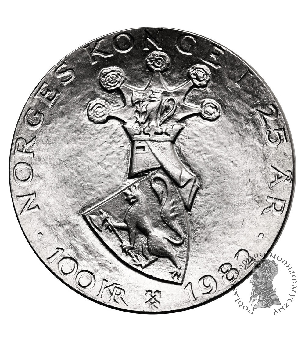Norwegia, Olaf V (1957-1991). 100 koron 1982 upamiętniające 25 rocznicę panowania króla Olafa V