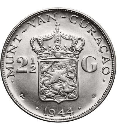 Curacao, Wilhelmina (1890-1948). 2 1/2 guldena 1944 D