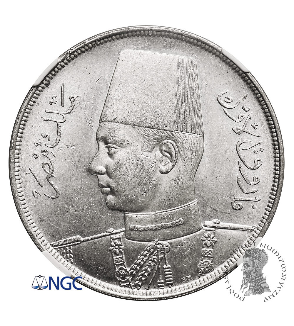 Egipt, Farouk I (1936-1952). 20 Piastres, AH 1358 / 1939 AD - NGC MS 63