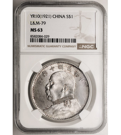 Chiny, Republika. Dolar (Yuan Shih Kai Dollar), 1921 (Rok 10) - NGC MS 63