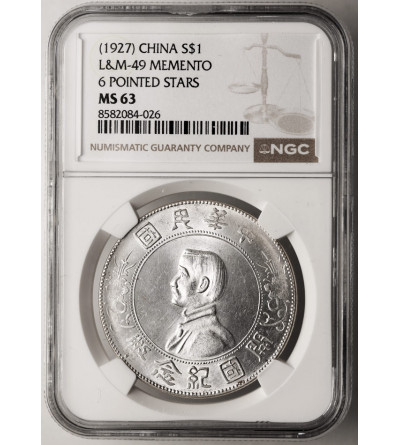 Chiny, Republika. 1 dolar 1927, Memento - NGC MS 63