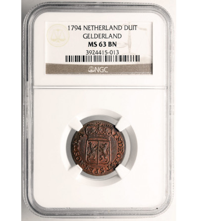 Niderlandy, Prowincja Geldria (1581-1795). Duit 1794, mennica Harderwijk - NGC MS 63 BN