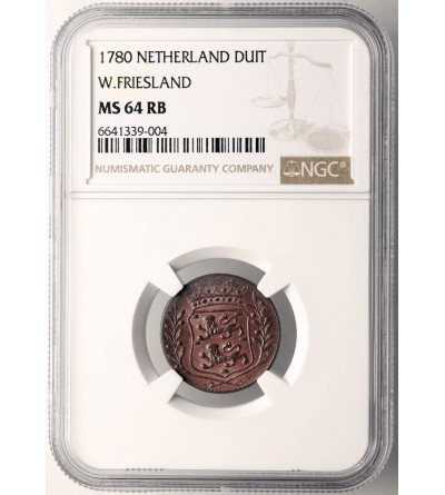 Niderlandy, Prowincja Zachodnia Fryzja (1581-1795). Duit 1780 - NGC MS 64 RB Top Pop!!!