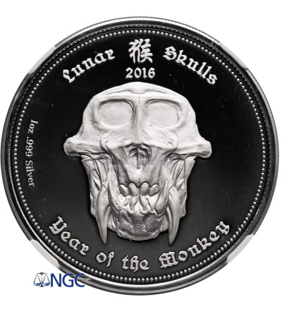 Palau. 5 Dollars 2016, Year of the Monkey - NGC PF 6