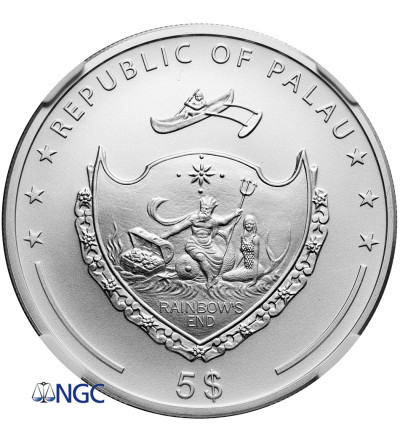 Palau. 5 dolarów 2016, Rok Małpy - NGC MS 69