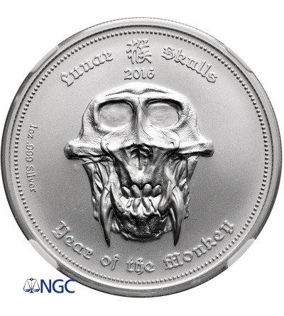 Palau. 5 Dollars 2016, Year of the Monkey - NGC MS 69