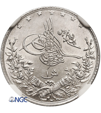 Egipt, Abdul Hamid 1876-1909. 1 Qirsh, AH 1293 W rok 10 / 1886 AD - NGC MS 63