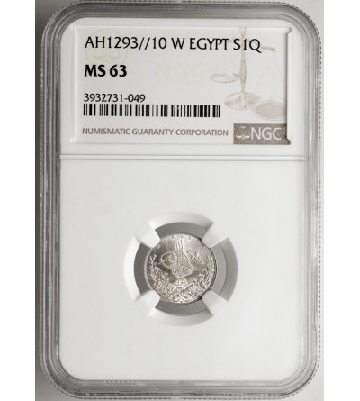 Ottoman Empire. Egypt, Abdul Hamid. 1 Qirsh, AH 1293 W Year 10 / 1886 AD - NGC MS 63