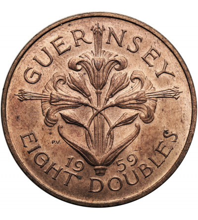 Guernesey, Elżbieta II (1952-2022). 8 Doubles 1959 P.V.