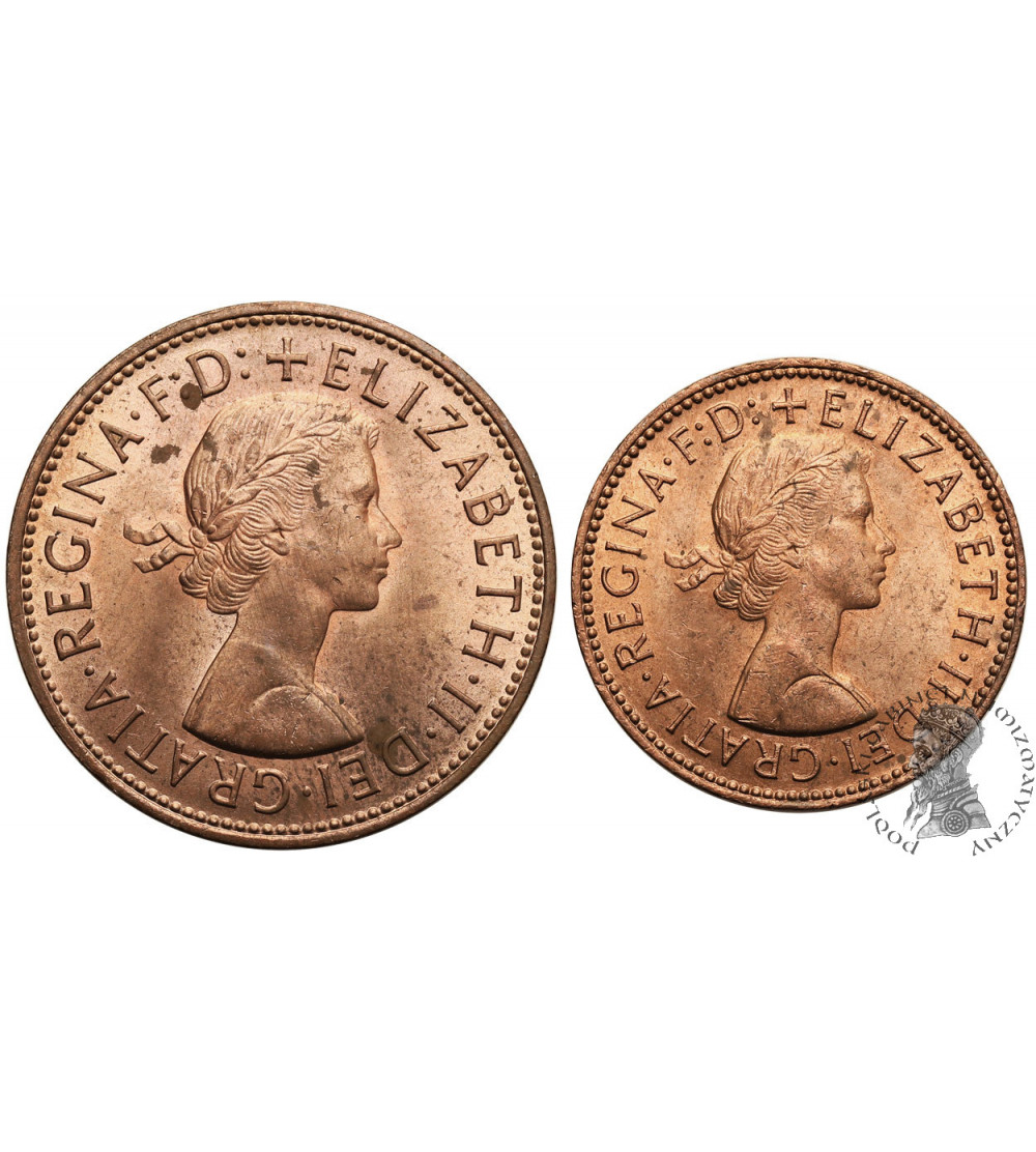 Wielka Brytania, Elżbieta II (1952-2022). Zestaw 1/2 penny i 1 penny 1967