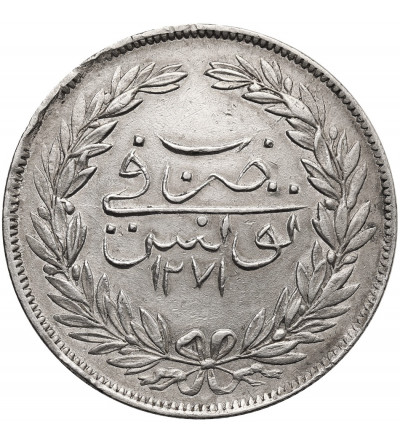 Tunisia, Sultan Abdul Aziz i Muhammad al-Sadiq Bey, 1860-1876 AD. 5 Piastres, AH 1281 / 1864 AD