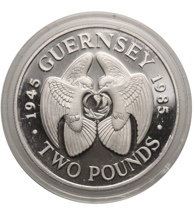 Guernsey, Elizabeth II (1952-2022). 2 pounds 1985, 40th anniversary of liberation from German occupation - Proof