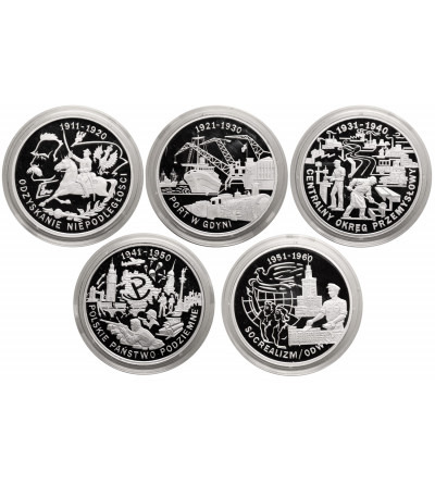 Poland. 5 Silver Medals from the “10 Decades of Polish Independence” collection - 5 x Ag 1/2 Oz .999 - Proof