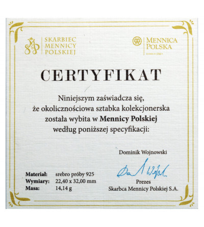 Poland. Silver collector's bar Wedding Souvenir