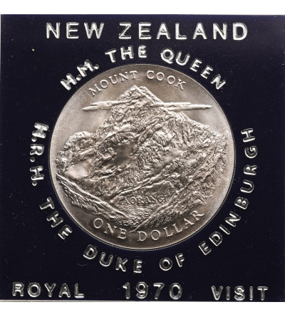 Nowa Zelandia, Elżbieta II (1952-2022). 1 dolar 1970, Wizyta Królewska, Mount Cook