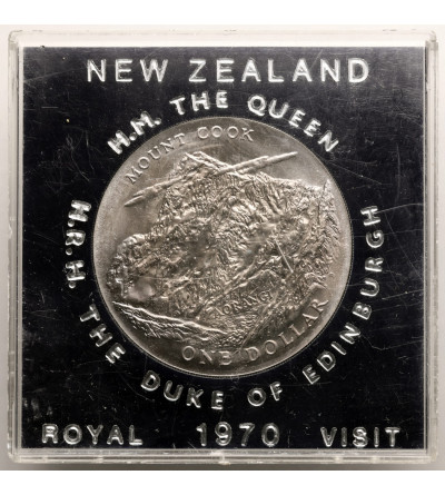 Nowa Zelandia, Elżbieta II (1952-2022). 1 dolar 1970, Wizyta Królewska, Mount Cook