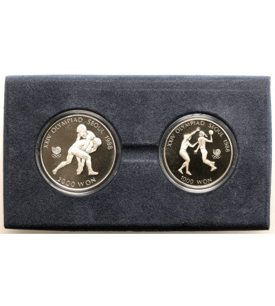 Korea Południowa. Zestaw: 1000, 2000 Won 1987, XXIV Letnia Olimpiada Seul 1988 - Proof
