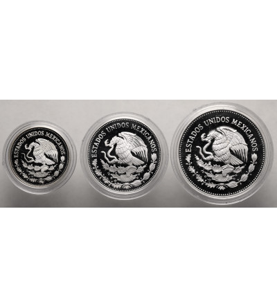 Mexico. Official collector's silver set: 25, 50, 100 Pesos 1986, FIFA World Cup - Proof