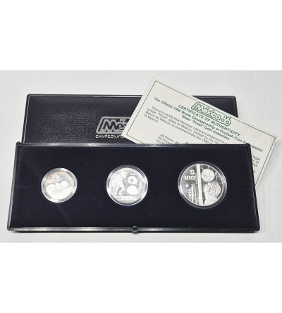 Meksyk. Oficjalny zestaw: 25, 50, 100 Pesos 1986, Mistrzostwa Świata w Piłce Nożnej FIFA 1986 - Proof