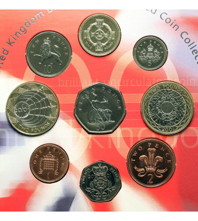 United Kingdom. Official Annual Set of 9 coins 2001
