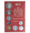 Matla. Proof set of decimal coins from 1972, 8 coins, "Tal-Ewwel Muniti Decimali ta Malta"