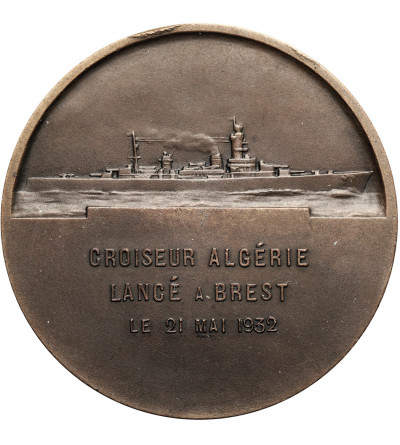Algieria. Medal 1932 upamiętniający wodowanie krążownika Algérie (CROISEUR ALGÉRIE)