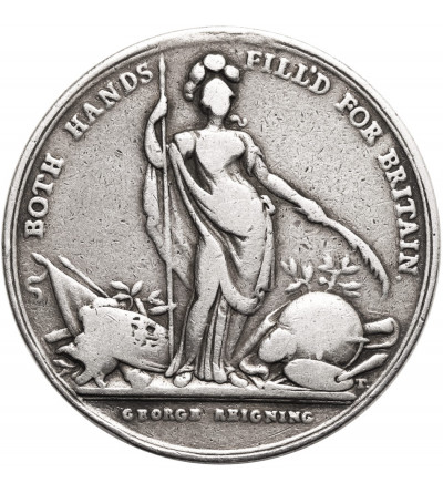 Wielka Brytania, Jerzy II (1727-1760). Srebrny medal 1736, KOLONIE AMERYKAŃSKIE Loteria Jernegana