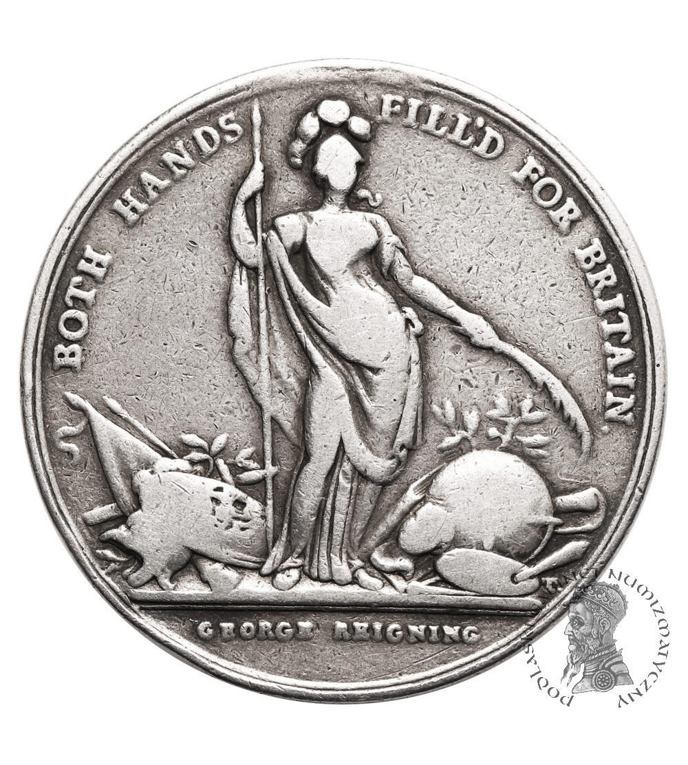 Wielka Brytania, Jerzy II (1727-1760). Srebrny medal 1736, KOLONIE AMERYKAŃSKIE Loteria Jernegana