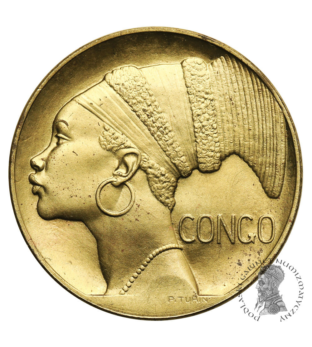 Belgia / Kongo Belgijskie, Leopold III (1934-1951). Medal 1935 upamiętniający udział Konga na Wystawie Światowej w Brukseli