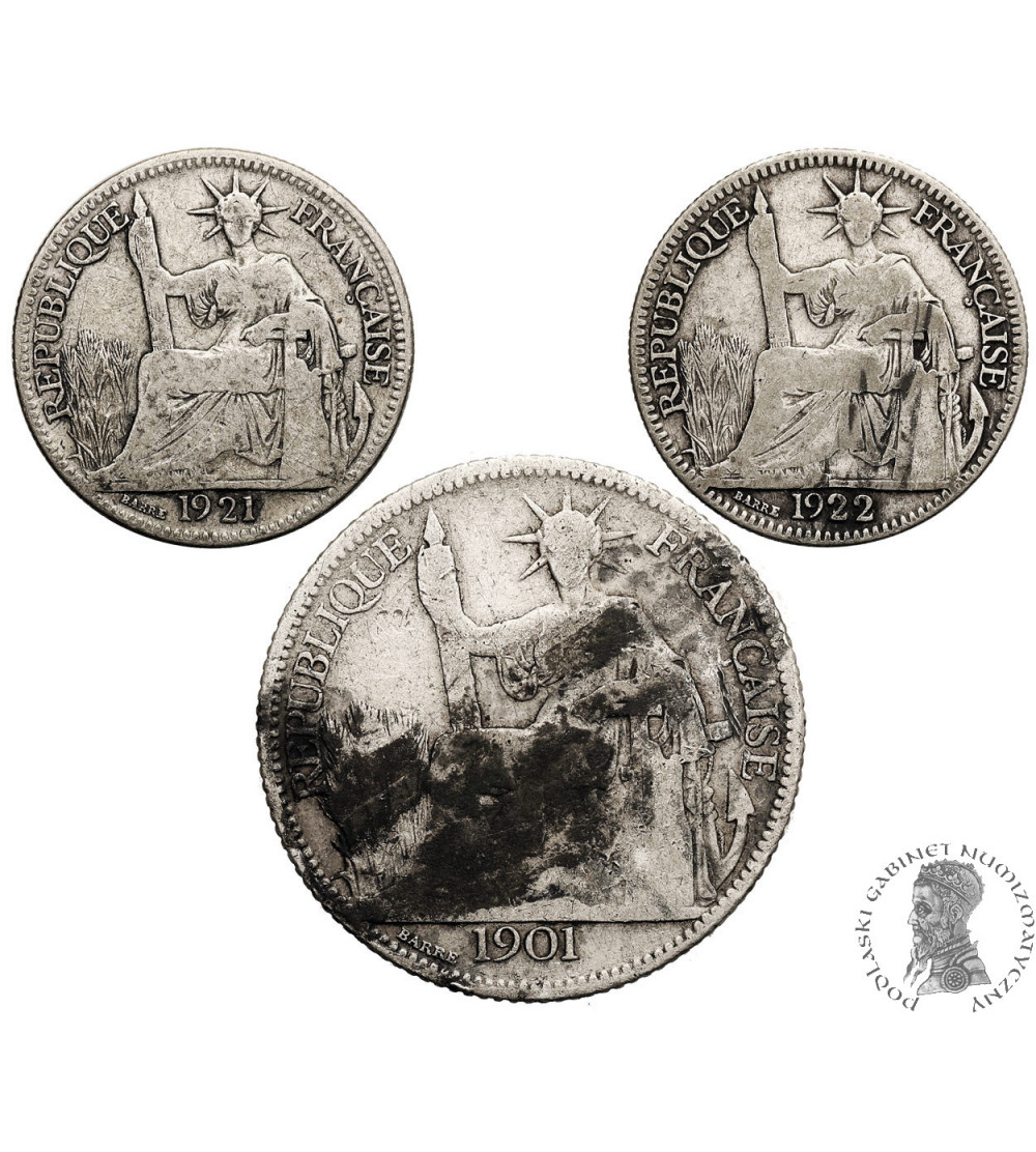 French Indochina. Set 10 Cents 1921, 1922 and 20 Cents 1901