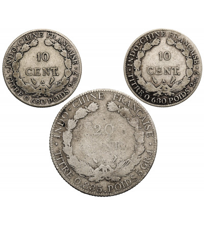 French Indochina. Set 10 Cents 1921, 1922 and 20 Cents 1901