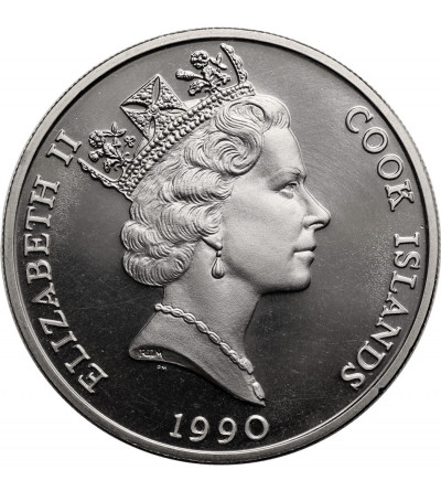 Cook Islands, Elizabeth II (1952-2022). 5 Dollars 1990, Tiger, Series: Endangered World Wildlife