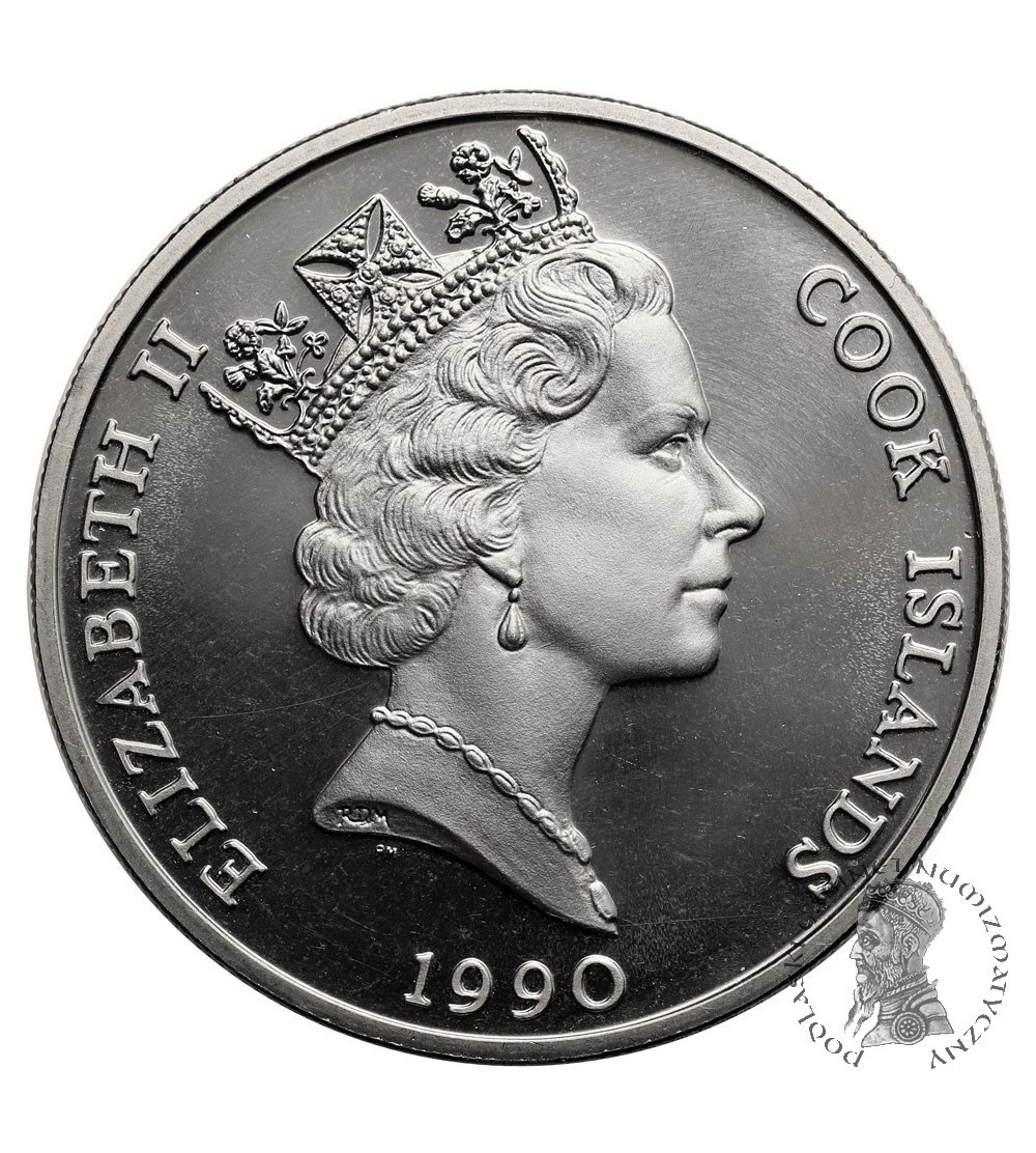 Cook Islands, Elizabeth II (1952-2022). 5 Dollars 1990, Tiger, Series: Endangered World Wildlife
