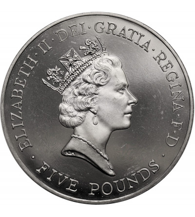 Great Britain, Elizabeth II (1952-2022). 5 Pounds 1996, 70th birthday of Queen Elizabeth II