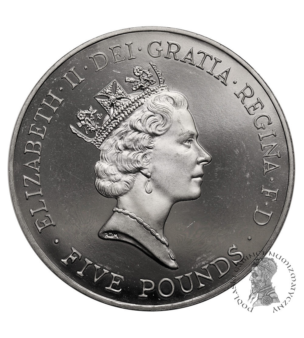 Wielka Brytania, Elżbieta II (1952-2022). 5 funtów 1996, 70 rocznica urodzin królowej Elżbiety II